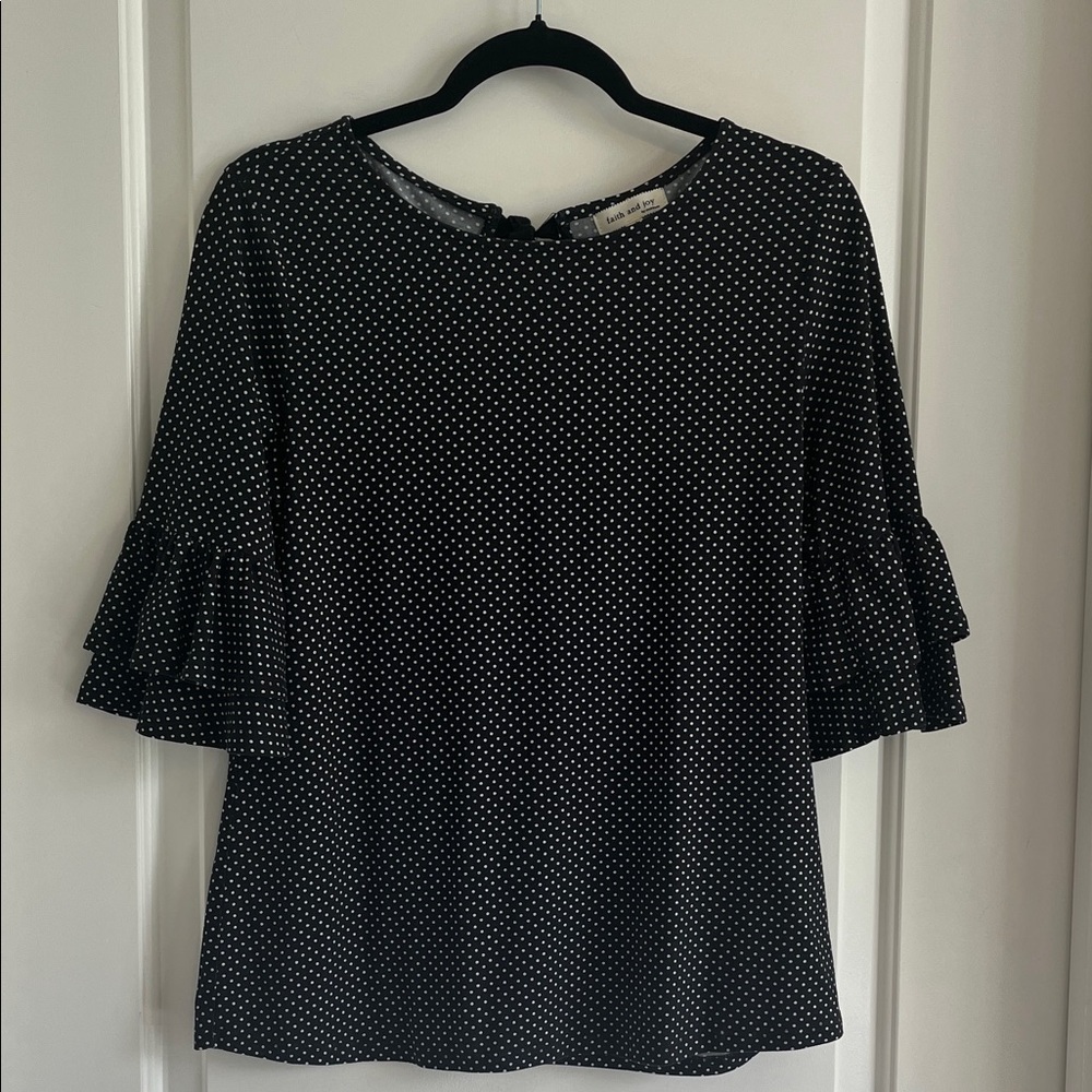 Faith and joy polka dot top size small